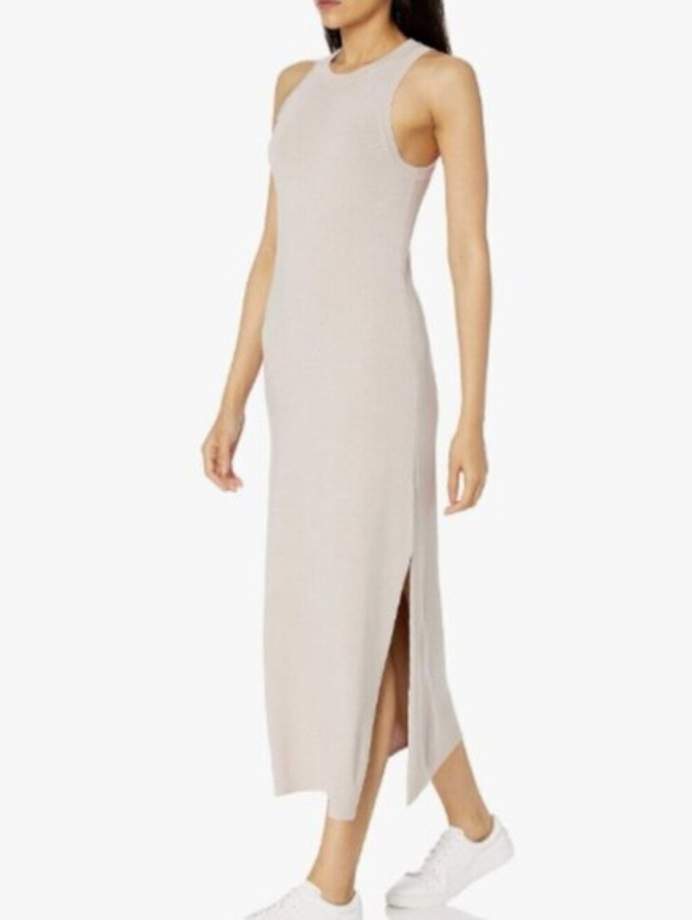 The Drop Curds & Whey High Neck Sleeveless Ribbed Maxi Dress Sz XL Minimalist